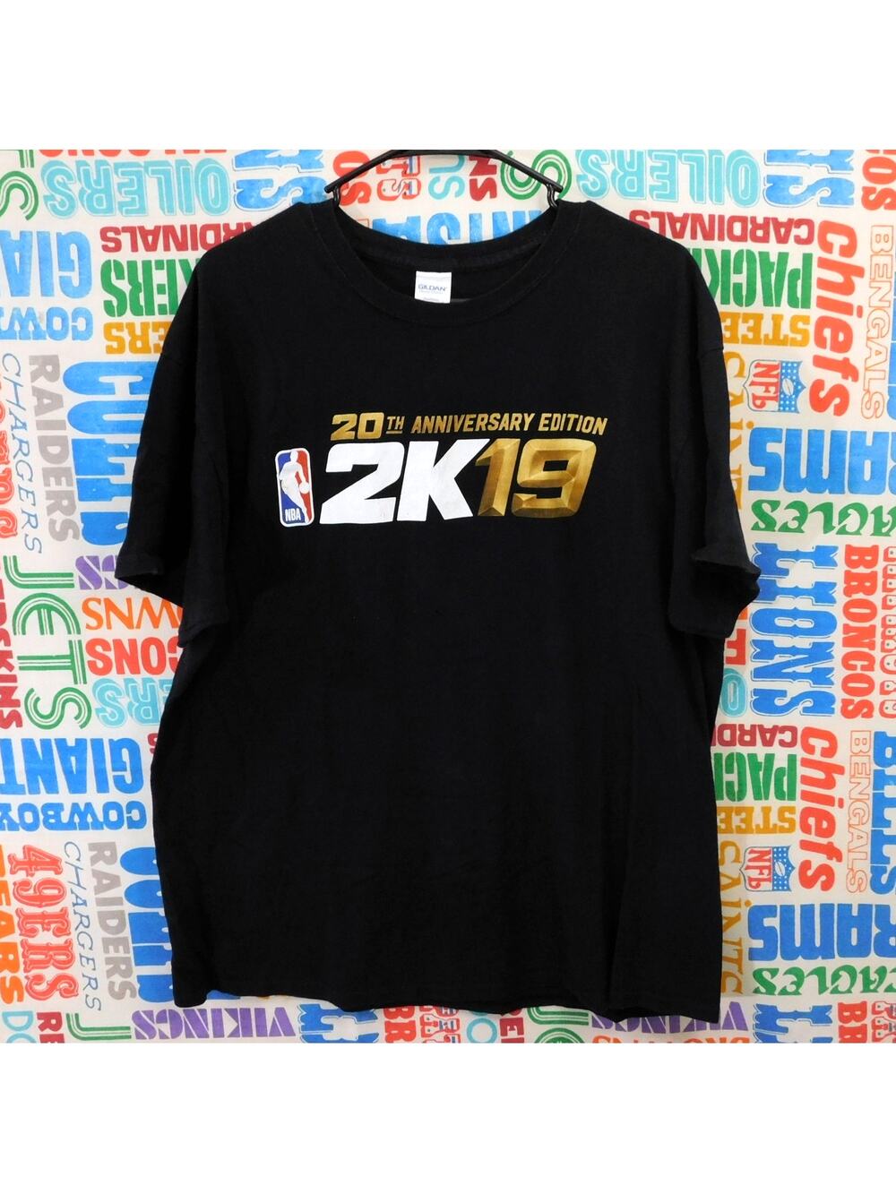 NBA 2K19 Promo T Shirt Size XL 20th Anniversary Double Sided Black Gold